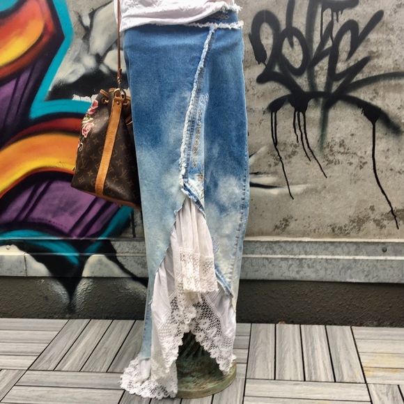 boho denim skirt